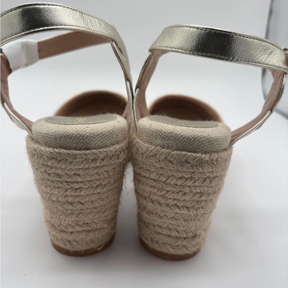 NWT Cole Haan Women Cloudfeel Espadrille Wedge Platform Linen Soft Gold Size 10 - Picture 4 of 8